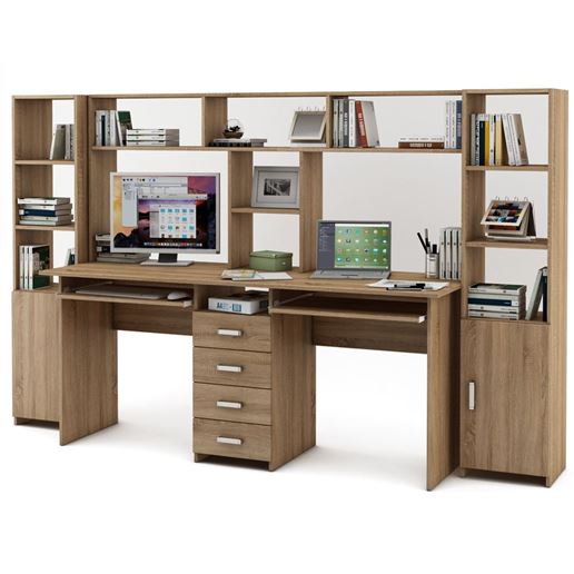 Уголок школьника Лайт-11К с надстройкой (СТЛТ-1 + ПСЛТ-11К-СН + СТЛТ-1)-Дуб сонома