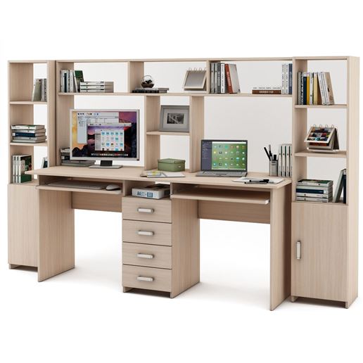 Уголок школьника Лайт-11К с надстройкой (СТЛТ-1 + ПСЛТ-11К-СН + СТЛТ-1)-Дуб-молочный