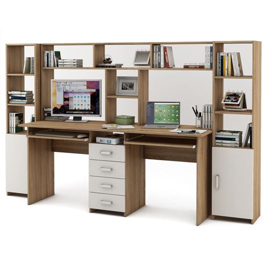 Уголок школьника Лайт-11К с надстройкой (СТЛТ-1 + ПСЛТ-11К-СН + СТЛТ-1)-Дуб-сонома/Белый