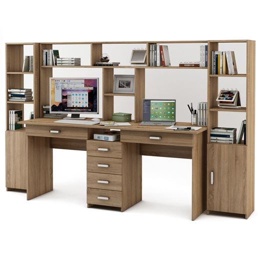 Уголок школьника Лайт-11Я с надстройкой (СТЛТ-1 + ПСЛТ-11Я-СН + СТЛТ-1)-Дуб сонома