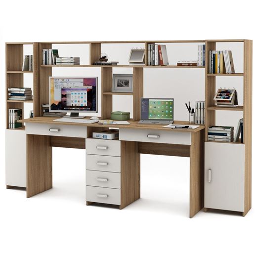 Уголок школьника Лайт-11Я с надстройкой (СТЛТ-1 + ПСЛТ-11Я-СН + СТЛТ-1)-Дуб-сонома/Белый