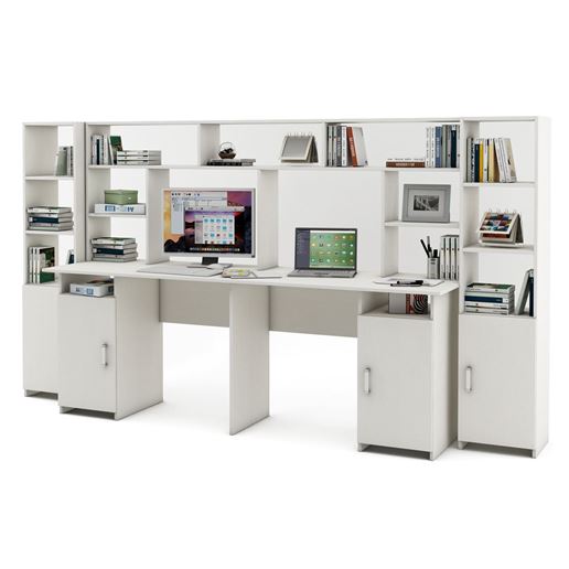 Уголок школьника Лайт-12 с надстройкой  (СТЛТ-1 + ПСЛТ-12-СН + СТЛТ-1)-Белый