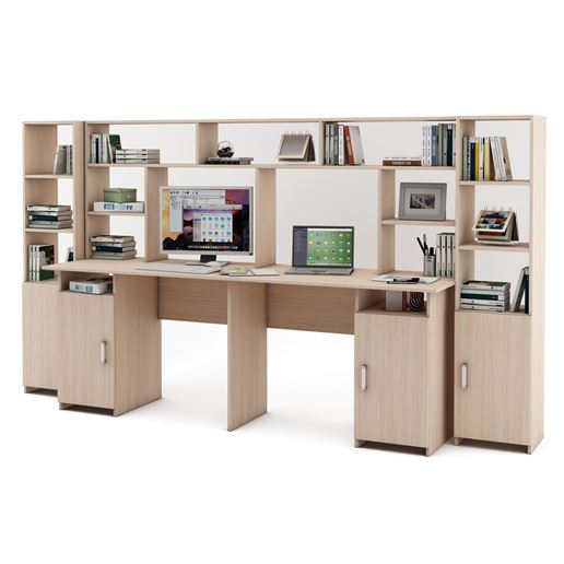 Уголок школьника Лайт-12 с надстройкой  (СТЛТ-1 + ПСЛТ-12-СН + СТЛТ-1)-Дуб-молочный