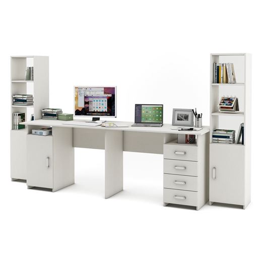 Уголок школьника Лайт-13 (СТЛТ-1 + ПСЛТ-13 + СТЛТ-1)-Белый