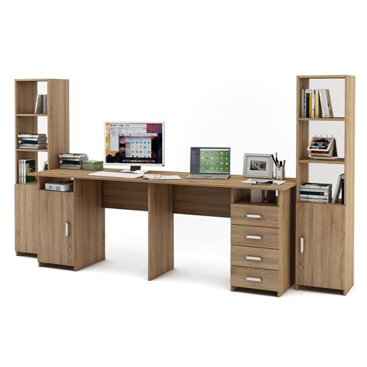 Уголок школьника Лайт-13 (СТЛТ-1 + ПСЛТ-13 + СТЛТ-1)-Дуб сонома