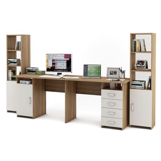 Уголок школьника Лайт-13 (СТЛТ-1 + ПСЛТ-13 + СТЛТ-1)-Дуб-сонома/Белый