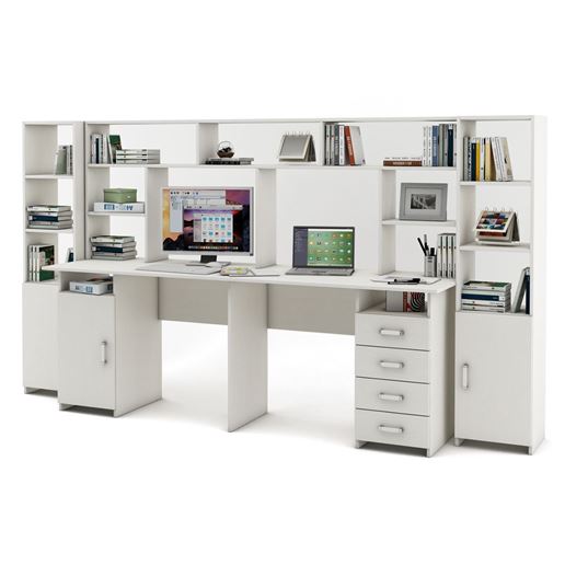 Уголок школьника Лайт-13 с надстройкой  (СТЛТ-1 + ПСЛТ-13-СН + СТЛТ-1)-Белый