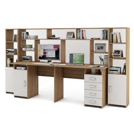 Уголок школьника Лайт-13 с надстройкой  (СТЛТ-1 + ПСЛТ-13-СН + СТЛТ-1)-Дуб-сонома/Белый