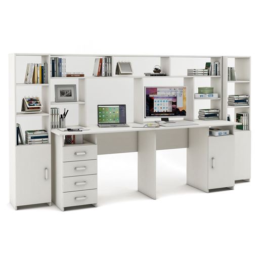 Уголок школьника Лайт-14 с надстройкой  (СТЛТ-1 + ПСЛТ-14-СН + СТЛТ-1)-Белый