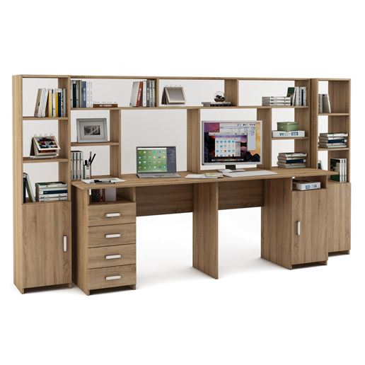 Уголок школьника Лайт-14 с надстройкой  (СТЛТ-1 + ПСЛТ-14-СН + СТЛТ-1)-Дуб сонома