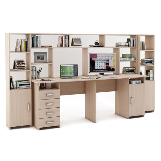 Уголок школьника Лайт-14 с надстройкой  (СТЛТ-1 + ПСЛТ-14-СН + СТЛТ-1)-Дуб-молочный