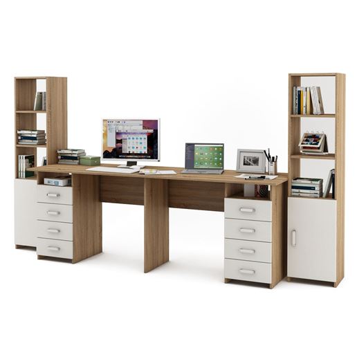 Уголок школьника Лайт-15 (СТЛТ-1 + ПСЛТ-15 + СТЛТ-1)-Дуб-сонома/Белый