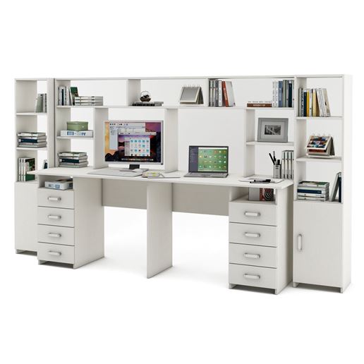 Уголок школьника Лайт-15 с надстройкой  (СТЛТ-1 + ПСЛТ-15-СН + СТЛТ-1)-Белый