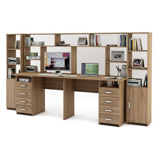 Уголок школьника Лайт-15 с надстройкой  (СТЛТ-1 + ПСЛТ-15-СН + СТЛТ-1)-Дуб сонома