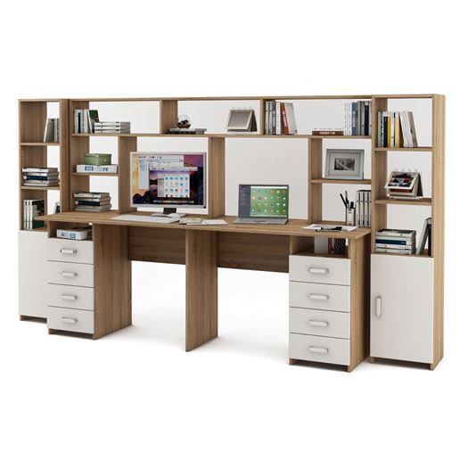 Уголок школьника Лайт-15 с надстройкой  (СТЛТ-1 + ПСЛТ-15-СН + СТЛТ-1)-Дуб-сонома/Белый