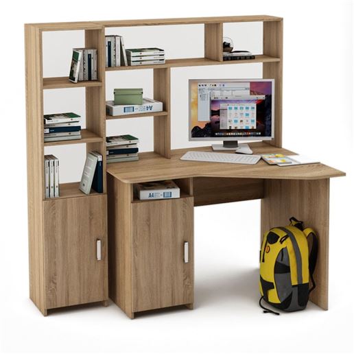 Уголок школьника Лайт-16 с надстройкой  (УСЛТ-16-СН + СТЛТ-1)-Дуб сонома