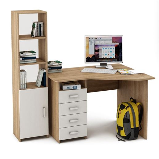 Уголок школьника Лайт-18 ( УСЛТ-18 + СТЛТ-1)-Дуб-сонома/Белый