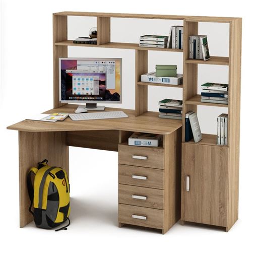 Уголок школьника Лайт-19 с надстройкой  (УСЛТ-19-СН + СТЛТ-1)-Дуб сонома