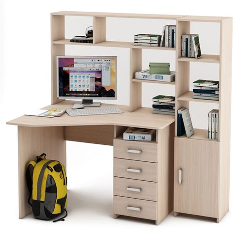 Уголок школьника Лайт-19 с надстройкой  (УСЛТ-19-СН + СТЛТ-1)-Дуб-молочный