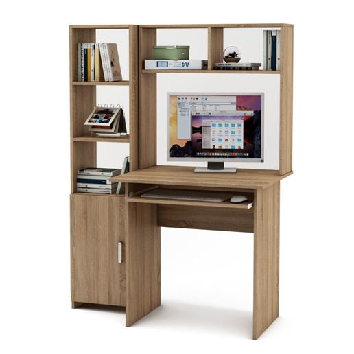 Уголок школьника Лайт-1К с надстройкой (ПСЛТ-1К-СН + СТЛТ-1)-Дуб сонома