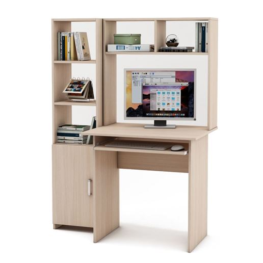 Уголок школьника Лайт-1К с надстройкой (ПСЛТ-1К-СН + СТЛТ-1)-Дуб-молочный