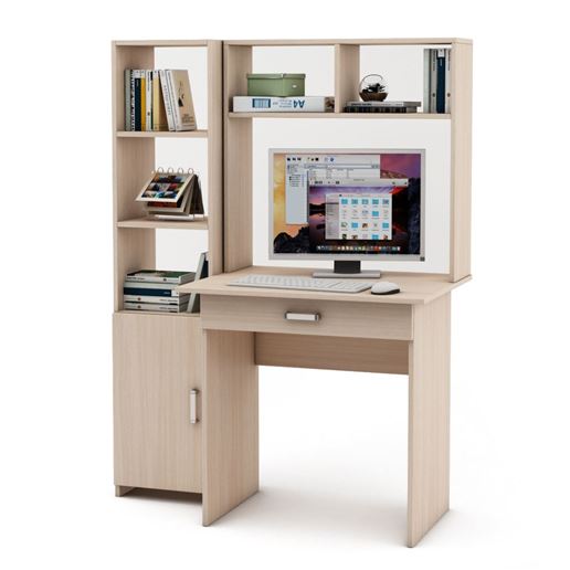 Уголок школьника Лайт-1Я с надстройкой (ПСЛТ-1Я-СН + СТЛТ-1)-Дуб-молочный