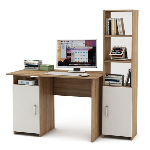 Уголок школьника Лайт-2 (ПСЛТ-2 + СТЛТ-1)-Дуб-сонома/Белый