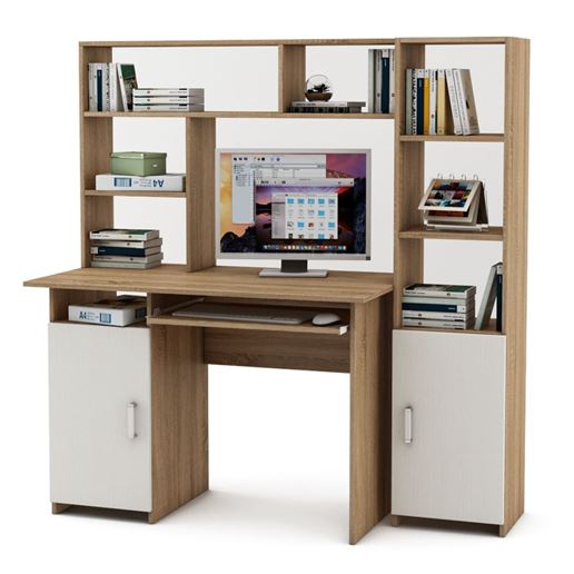 Уголок школьника Лайт-2К с надстройкой (ПСЛТ-2К-СН + СТЛТ-1)-Дуб-сонома/Белый
