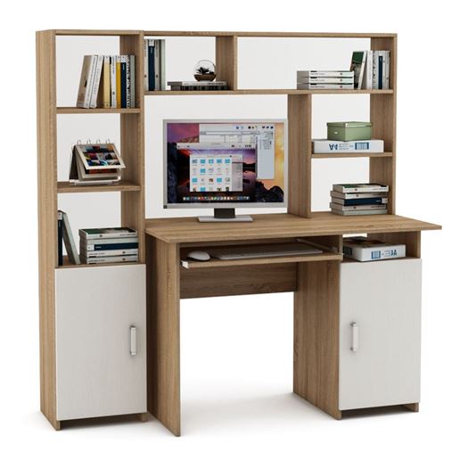 Уголок школьника Лайт-3К с надстройкой (ПСЛТ-3К-СН + СТЛТ-1)-Дуб-сонома/Белый