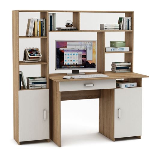 Уголок школьника Лайт-3Я с надстройкой (ПСЛТ-3Я-СН + СТЛТ-1)-Дуб-сонома/Белый