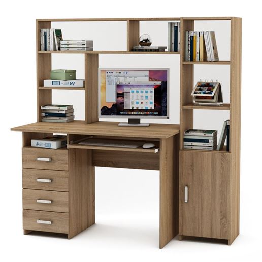 Уголок школьника Лайт-4К с надстройкой (ПСЛТ-4К-СН + СТЛТ-1)-Дуб сонома