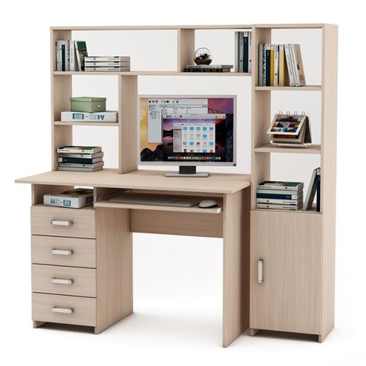 Уголок школьника Лайт-4К с надстройкой (ПСЛТ-4К-СН + СТЛТ-1)-Дуб-молочный