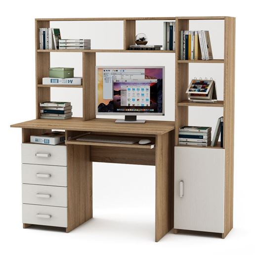 Уголок школьника Лайт-4К с надстройкой (ПСЛТ-4К-СН + СТЛТ-1)-Дуб-сонома/Белый