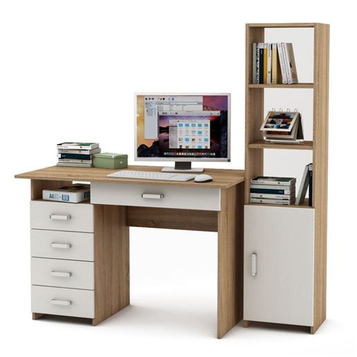 Уголок школьника Лайт-4Я (ПСЛТ-4Я + СТЛТ-1)-Дуб-сонома/Белый