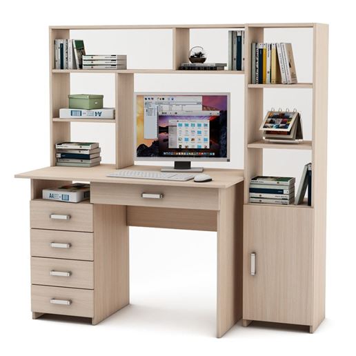 Уголок школьника Лайт-4Я с надстройкой (ПСЛТ-4Я-СН + СТЛТ-1)-Дуб-молочный