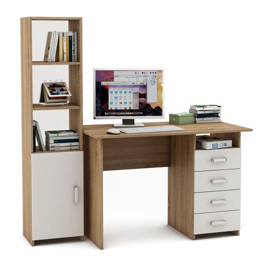 Уголок школьника Лайт-5 (ПСЛТ-5 + СТЛТ-1)-Дуб-сонома/Белый