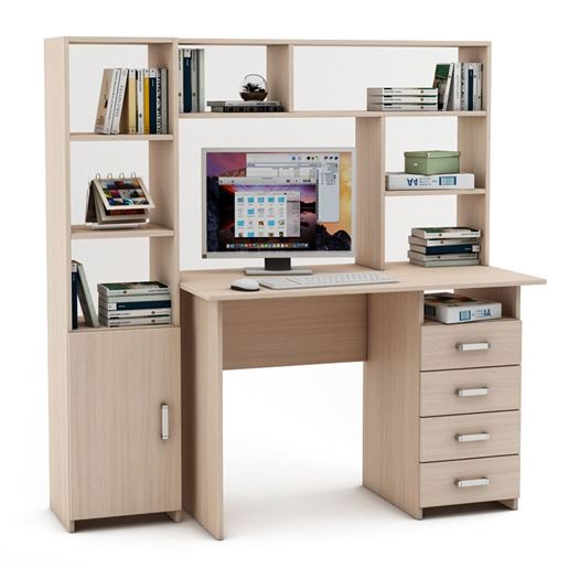Уголок школьника Лайт-5 с надстройкой  (ПСЛТ-5-СН + СТЛТ-1)-Дуб-молочный