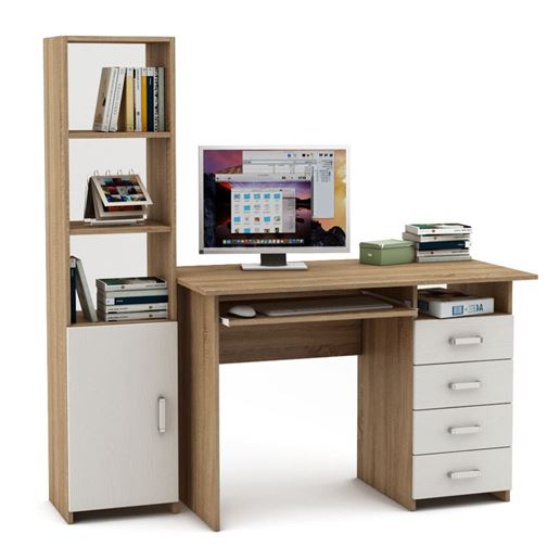 Уголок школьника Лайт-5К  (ПСЛТ-5К + СТЛТ-1)-Дуб-сонома/Белый