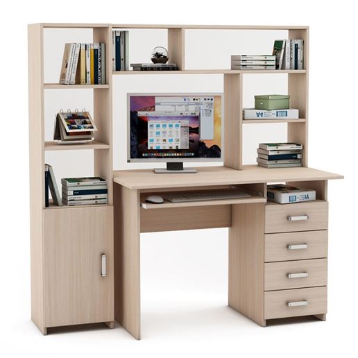 Уголок школьника Лайт-5К с надстройкой (ПСЛТ-5К-СН + СТЛТ-1)-Дуб-молочный