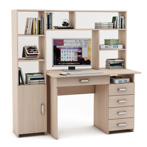 Уголок школьника Лайт-5Я с надстройкой (ПСЛТ-5Я-СН + СТЛТ-1)-Дуб-молочный