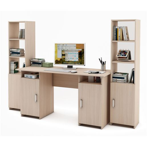 Уголок школьника Лайт-6 (СТЛТ-1 + ПСЛТ-6 + СТЛТ-1)-Дуб-молочный