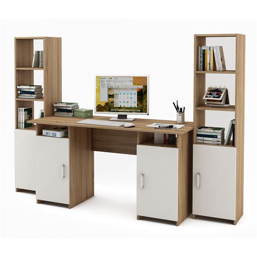 Уголок школьника Лайт-6 (СТЛТ-1 + ПСЛТ-6 + СТЛТ-1)-Дуб-сонома/Белый