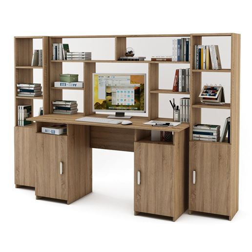 Уголок школьника Лайт-6 с надстройкой  (СТЛТ-1 + ПСЛТ-6-СН + СТЛТ-1)-Дуб сонома