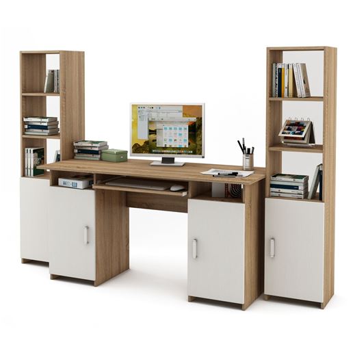 Уголок школьника Лайт-6К  (СТЛТ-1 + ПСЛТ-6К + СТЛТ-1)-Дуб-сонома/Белый