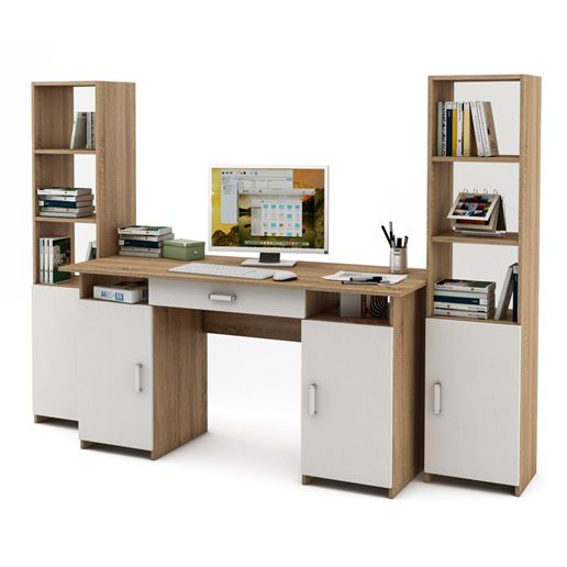 Уголок школьника Лайт-6Я (СТЛТ-1 + ПСЛТ-6Я + СТЛТ-1)-Дуб-сонома/Белый