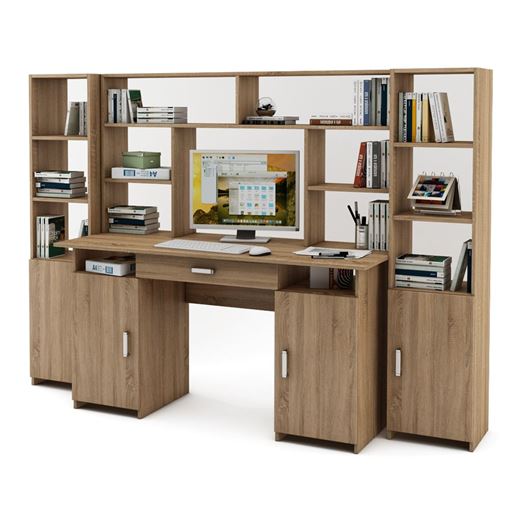 Уголок школьника Лайт-6Я с надстройкой (СТЛТ-1 + ПСЛТ-6Я-СН + СТЛТ-1)-Дуб сонома