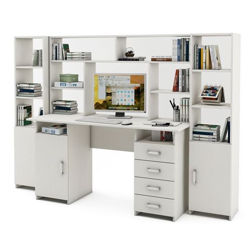 Уголок школьника Лайт-7 с надстройкой  (СТЛТ-1 + ПСЛТ-7-СН + СТЛТ-1)-Белый