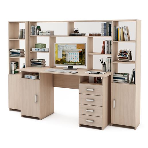 Уголок школьника Лайт-7 с надстройкой  (СТЛТ-1 + ПСЛТ-7-СН + СТЛТ-1)-Дуб-молочный