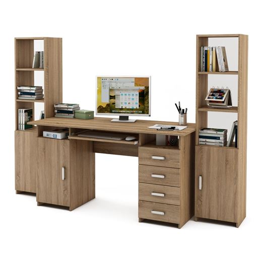 Уголок школьника Лайт-7К с надстройкой (СТЛТ-1 + ПСЛТ-7К-СН + СТЛТ-1)-Дуб сонома