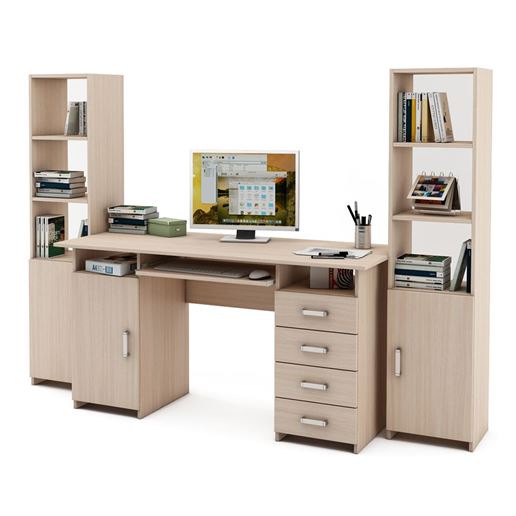 Уголок школьника Лайт-7К с надстройкой (СТЛТ-1 + ПСЛТ-7К-СН + СТЛТ-1)-Дуб-молочный